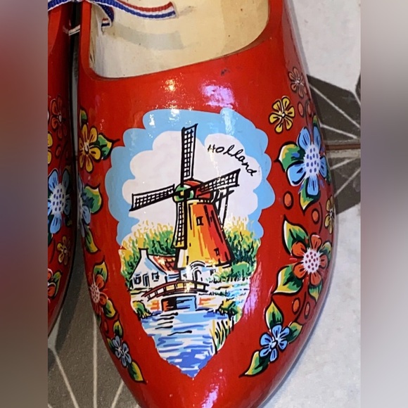 NATUURLIJK GOED WOODEN HOLLAND CLOG SHOES WINDMILL EUC - Picture 2 of 10